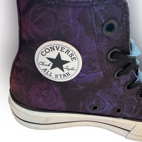 Converse Chuck Taylor All Star Black And Purple Watercolor Roses HiLift Sneakers - Picture 11 of 11